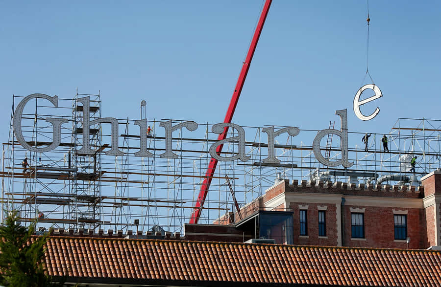 Iconic Ghirardelli Square Sign Getting A Tune Up Wallpaper
