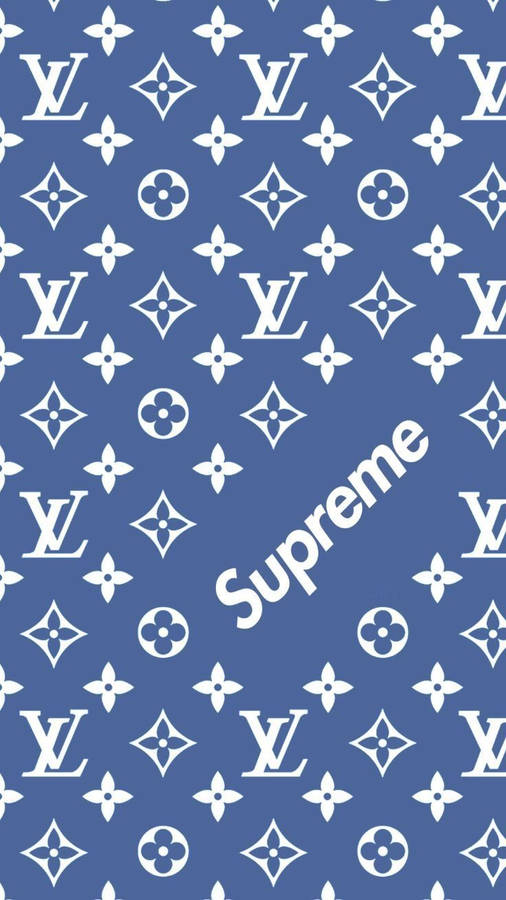 Iconic Lv And Supreme Logos Merge Together In A Modern Pattern. Wallpaper