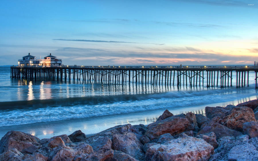 Iconic Pier On Malibu Beach Wallpaper