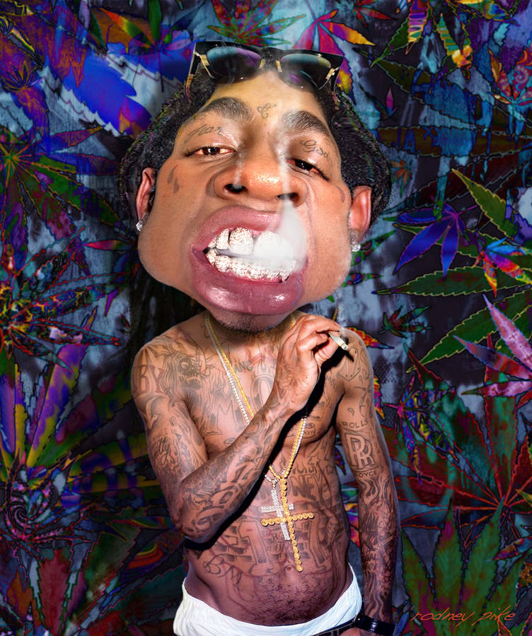Iconic Rapper Lil Wayne Rocking Live On Stage Wallpaper