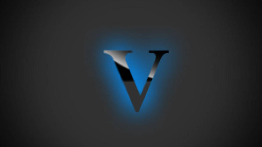Illuminated Blue Letter V Wallpaper