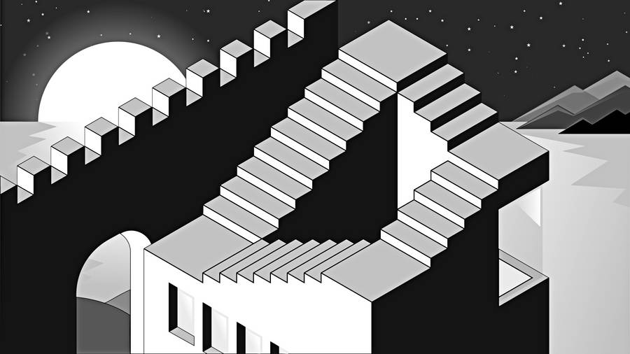 Illusion 2d Stairs Wallpaper