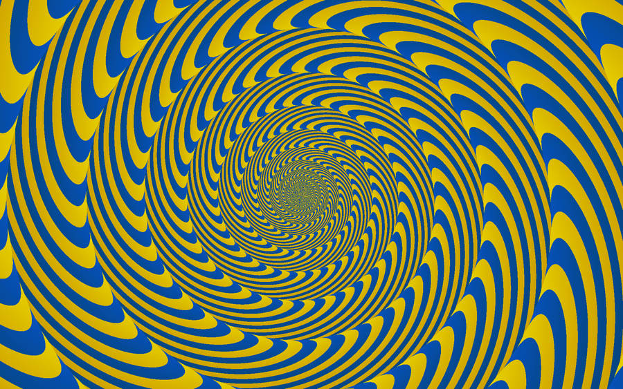 Illusion Yellow Blue Spiral Wallpaper
