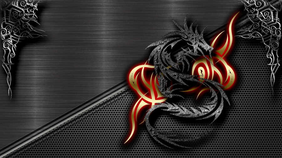 Image A Powerful Mythological Black Dragon Stands In All Its Glory Wallpaper
