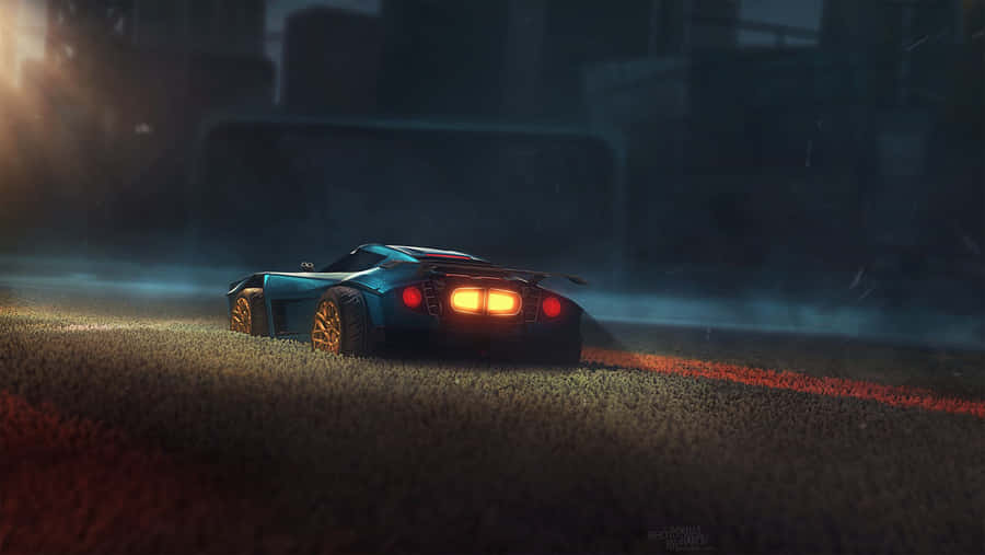 Image Ready For Launch: A Gamer Flies Through An Off-road Track In Rocket League Wallpaper