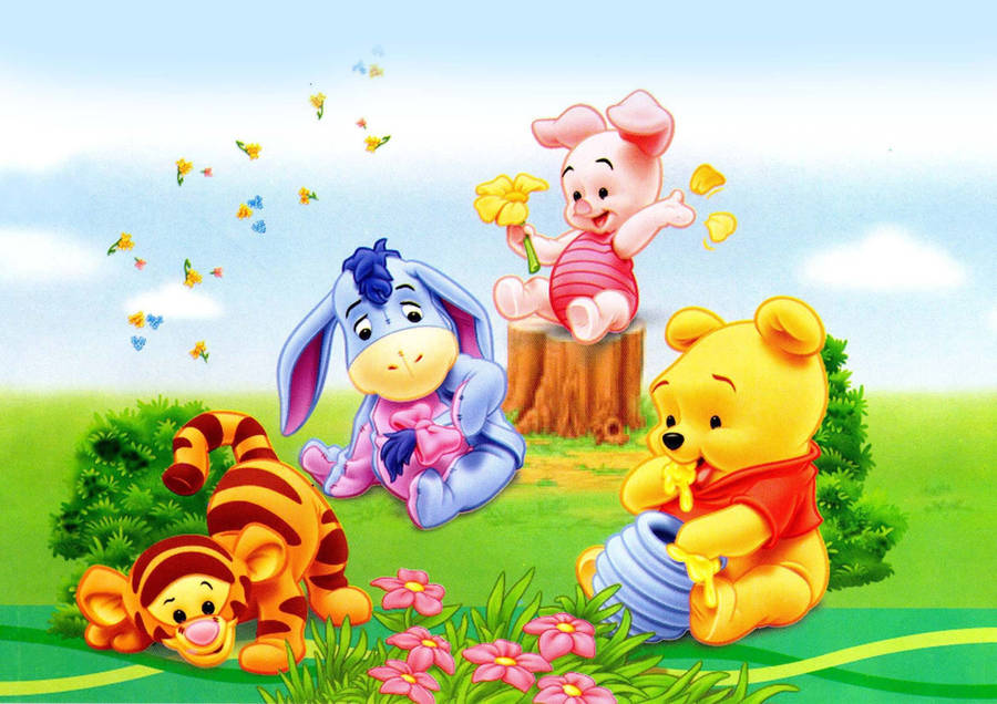 Image Winnie The Pooh Playing With Babies Wallpaper