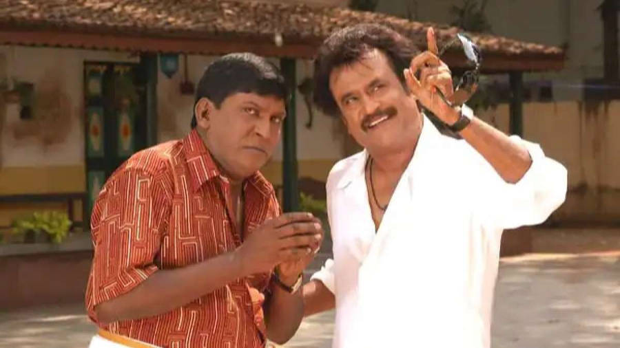 Indian Actors Vadivelu And Rajinikanth Wallpaper