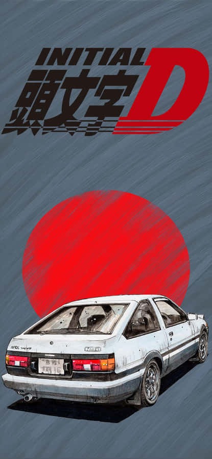 Initial D Phone Car And Red Sun Wallpaper