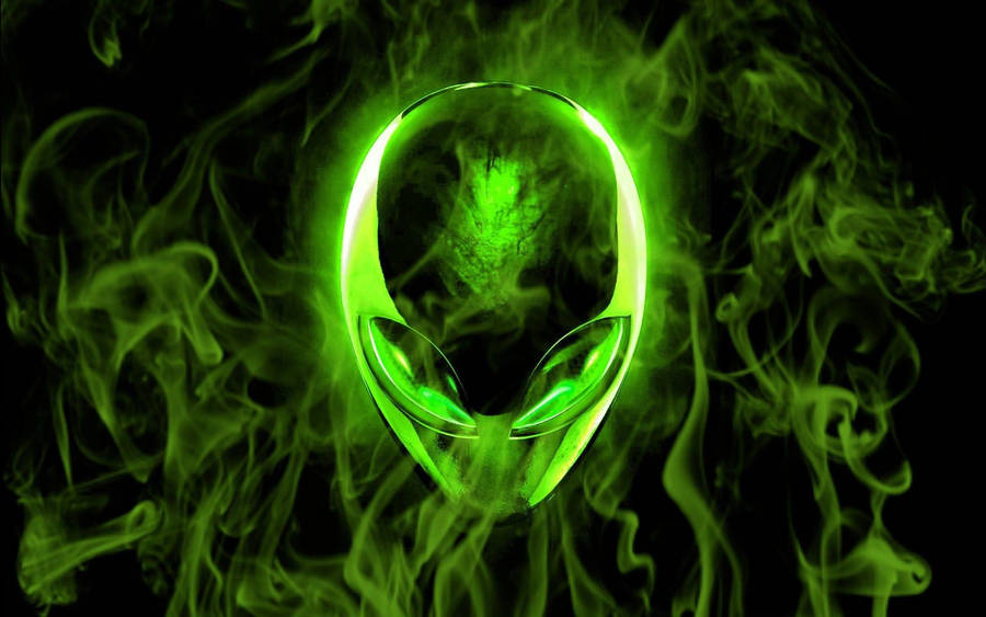 Intriguing Cool Green Alien Face Wallpaper