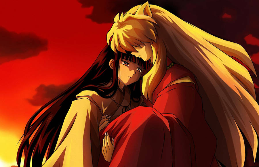 Inuyasha And Kikyo Sunset Wallpaper