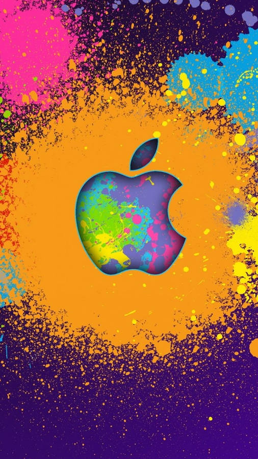 Iphone Apple Logo Colorful Paint Wallpaper