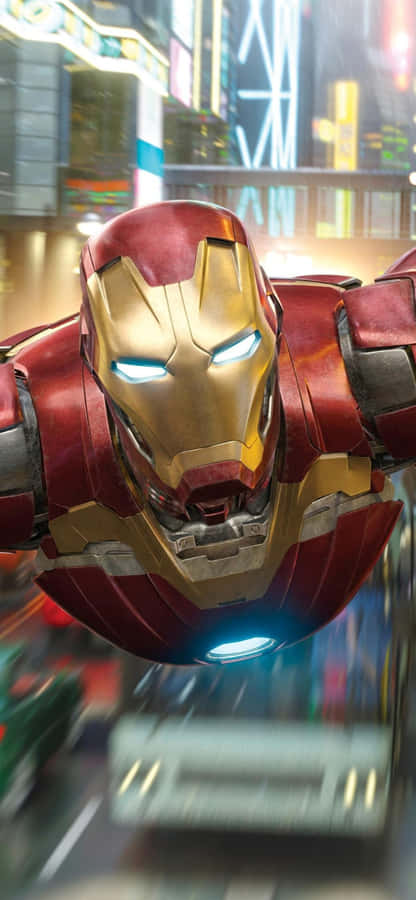 Iron_ Man_ Flying_ Through_ City Wallpaper