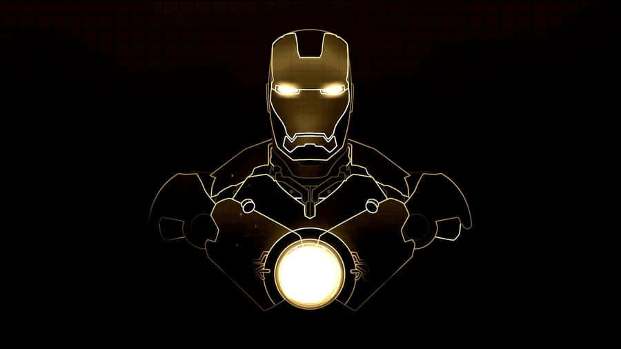 Iron Man Jarvis Golden Outline Desktop Wallpaper