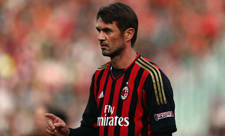 Italian Soccer Legend - Paolo Maldini In Fly Emirates Jersey Wallpaper