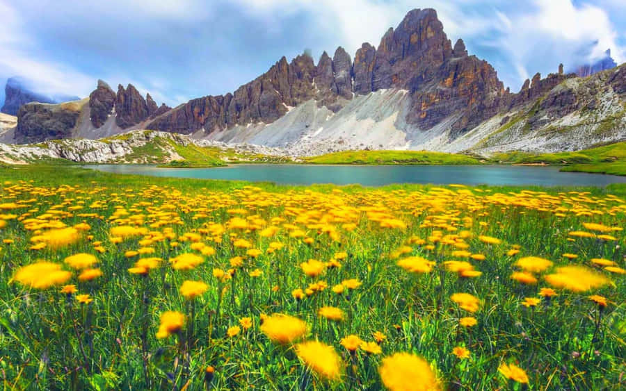 Italy Dolomite Mountains In Countryside Wallpaper