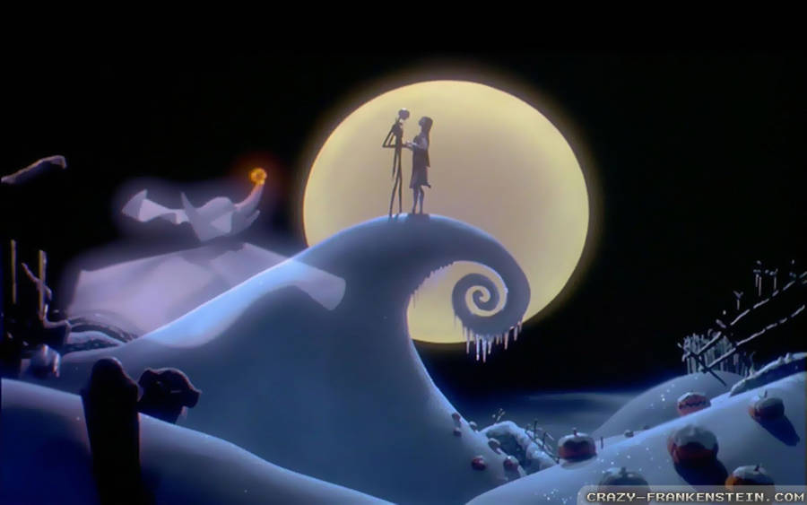 Jack And Sally In Halloween Town From The Nightmare Before Christmas Wallpaper