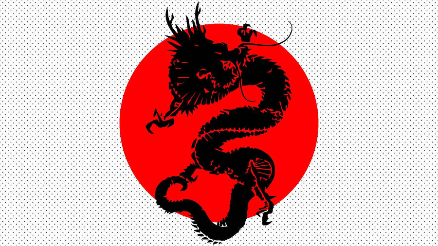 Japanese Dragon And Flag Wallpaper