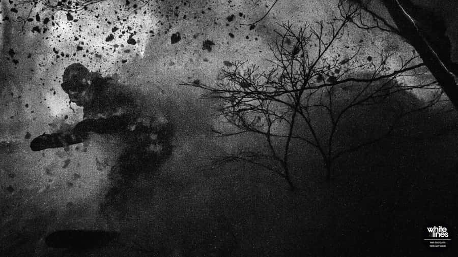 Japanese Landscape In Black And White Wallpaper