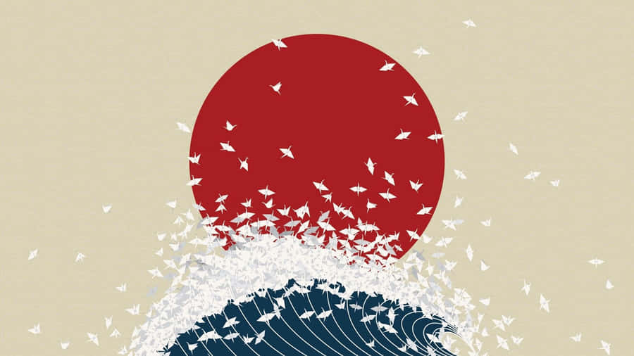Japanese Minimalist Art Flag Wave Wallpaper