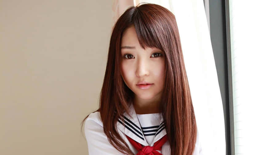Japanese School Girl Posing Wallpaper