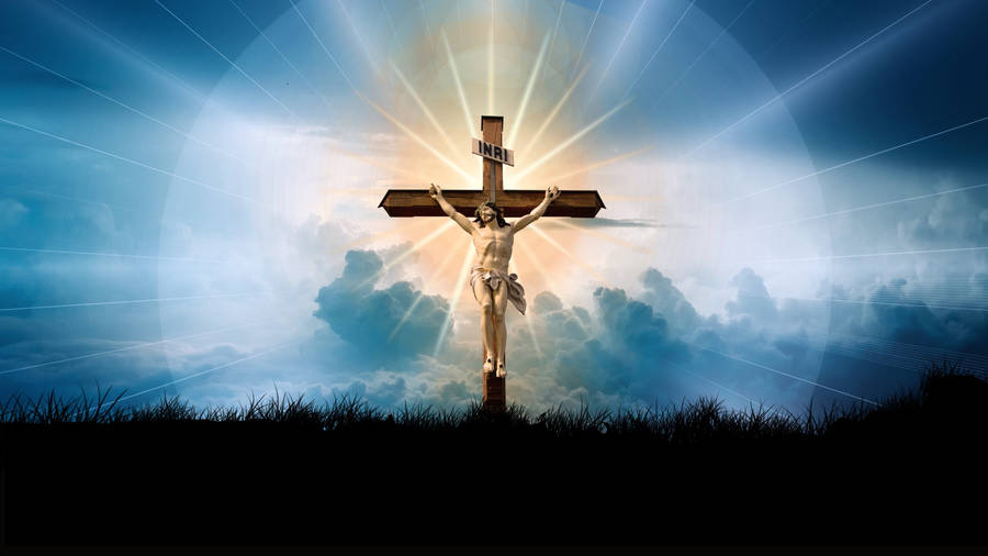 Jesus Cross Haloes Of Light Wallpaper