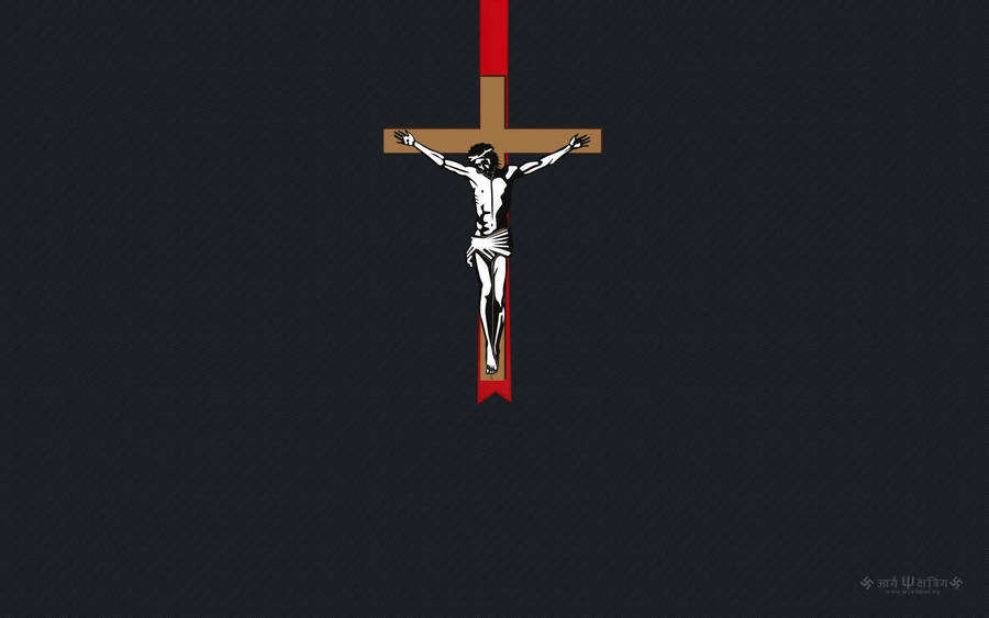 Jesus On Cross Artwork With Gray Background Wallpaper