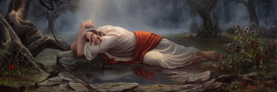 Jesus Praying In Faith And Devotion Wallpaper