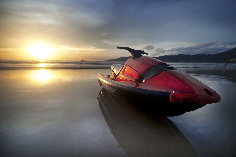 Jet Ski And Sunset Wallpaper