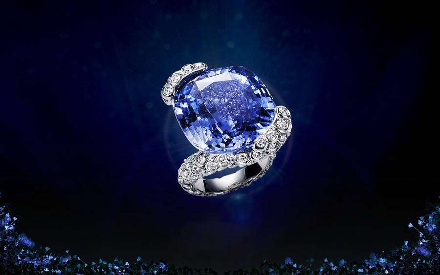 Jewelry Ring With Blue Diamond Wallpaper