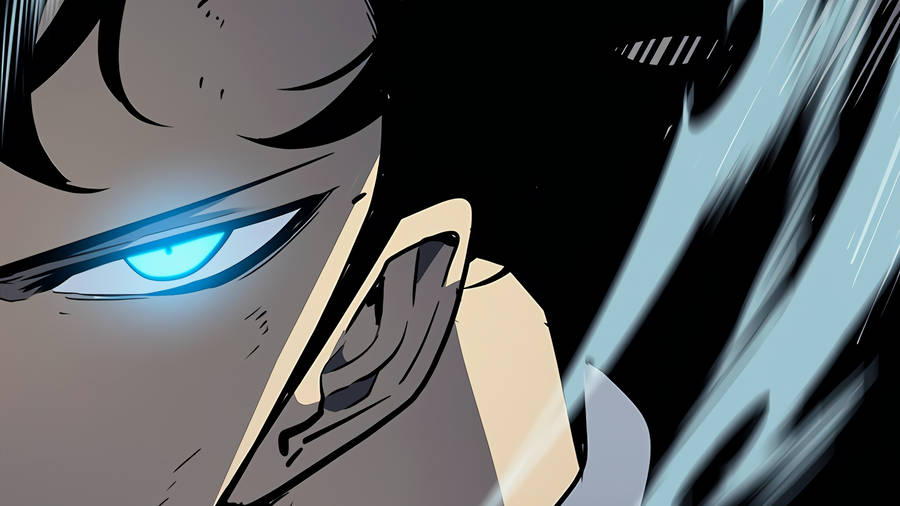 Jinwoo’s Blue Eyes Solo Leveling 4k Wallpaper