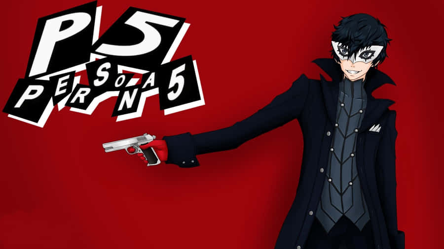 Joker Persona 5 Mask And Gun Wallpaper
