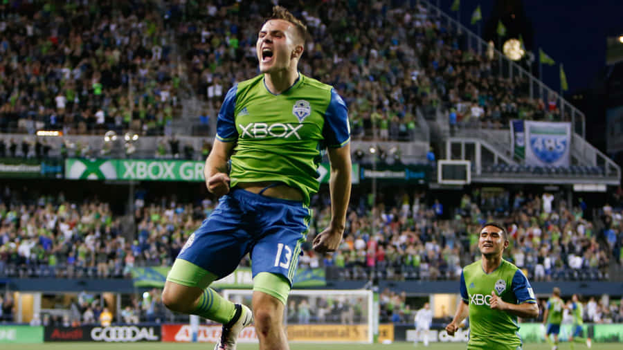 Jordan Morris In Seattle Sounders Versus Toronto Fc 2017 Wallpaper