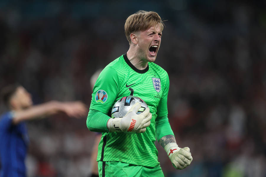 Jordan Pickford Yelling While Carrying Football Wallpaper