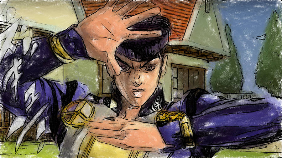 Josuke Anime Making Hand Signals Wallpaper