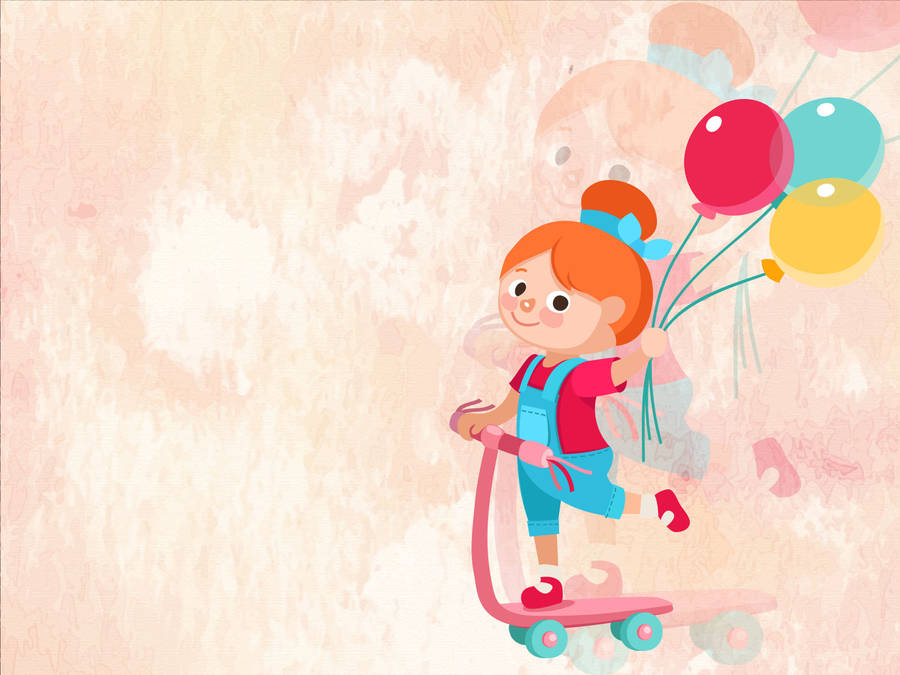 Joyful Kids Playing With Balloons Outdoors Wallpaper