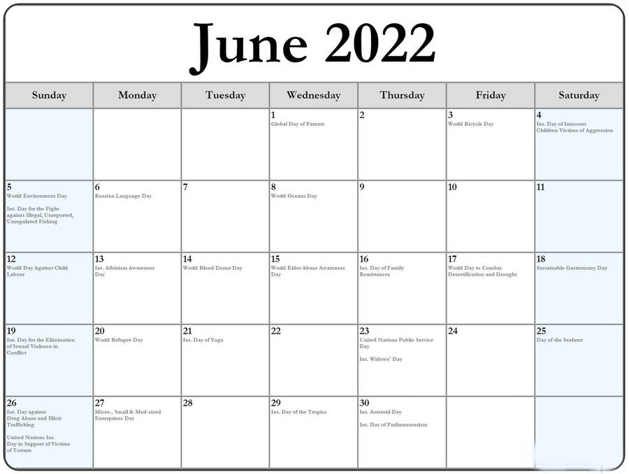 June 2021 Calendar With Holidays And Events Wallpaper