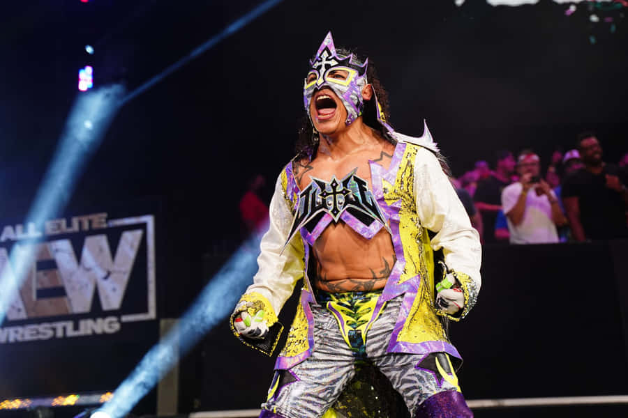 Juventud Guerrera Wearing Luchador Outfit At Aew Wallpaper
