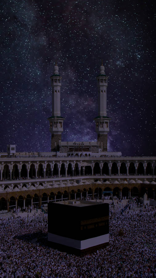 Kaaba Night Starry Sky Wallpaper
