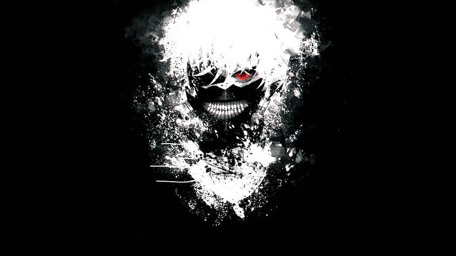 Kaneki Ken Stands Powerful, With Eyepatch And Mask. Wallpaper