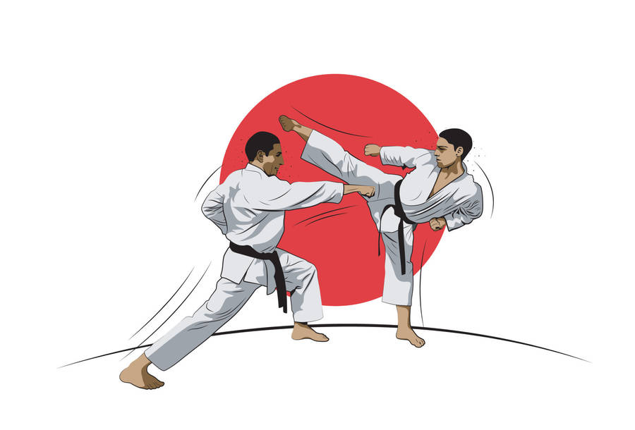 Karate Drawing Fight Japan Flag Wallpaper