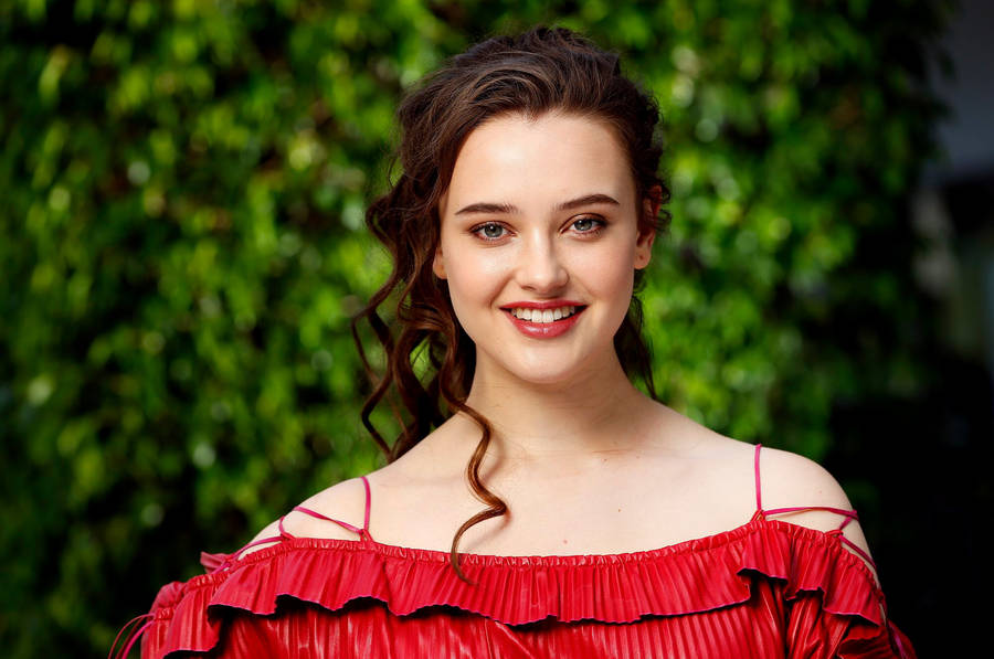 Katherine Langford Red Dress Wallpaper