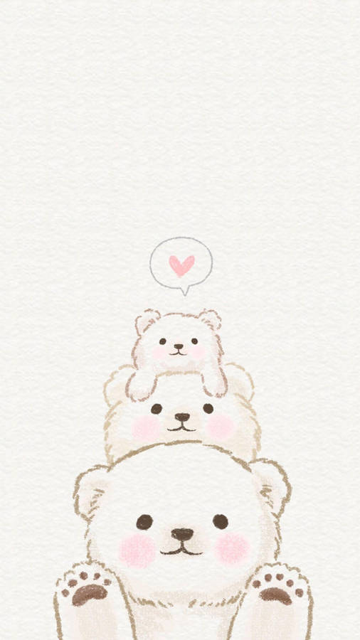 Kawaii Cute Animals White Bears Wallpaper
