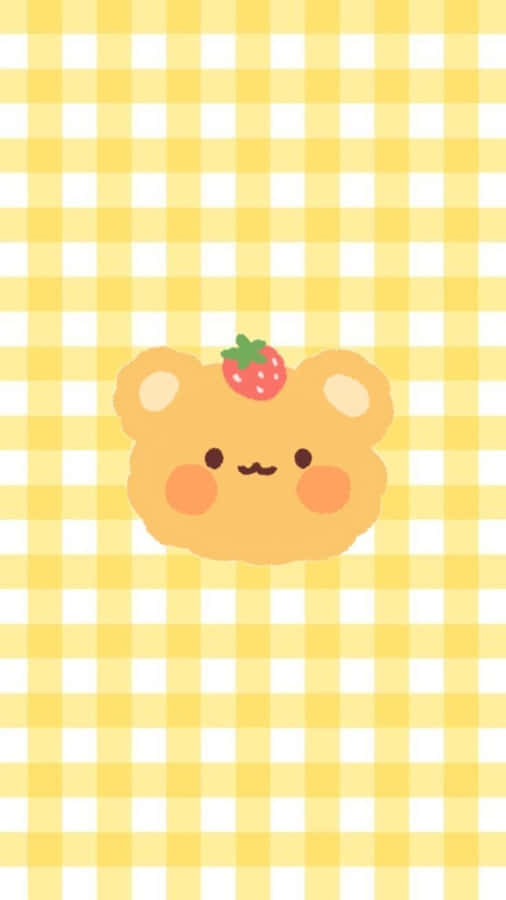 Kawaii Teddy Bear Light Yellow Wallpaper
