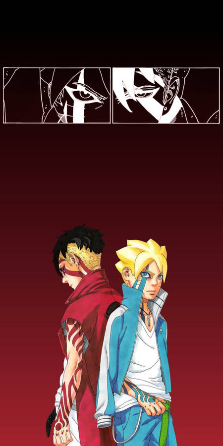 Kawaki And Boruto Mirror Images Wallpaper