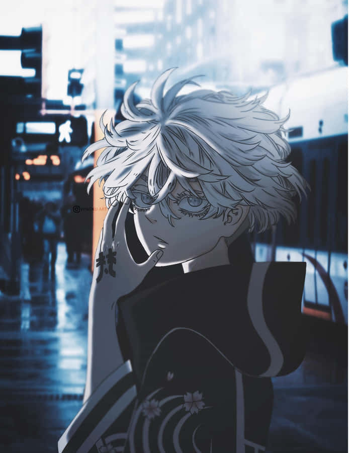 Kawaragi_ Senju_ Anime_ Character_in_ Cityscape Wallpaper