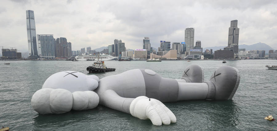 Kaws In Hong Kong Harbor Wallpaper