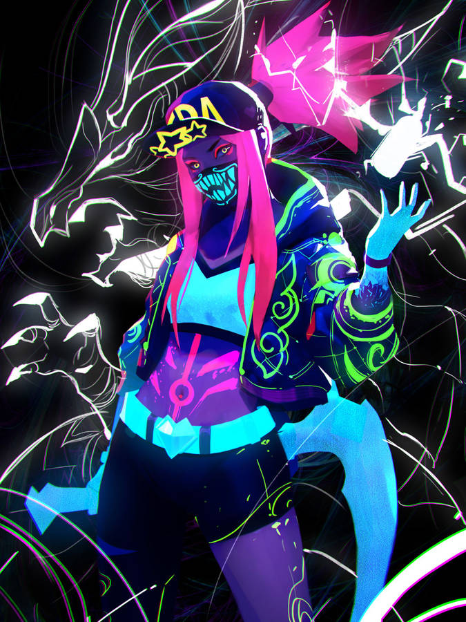 Kda Akali On Black Background Wallpaper