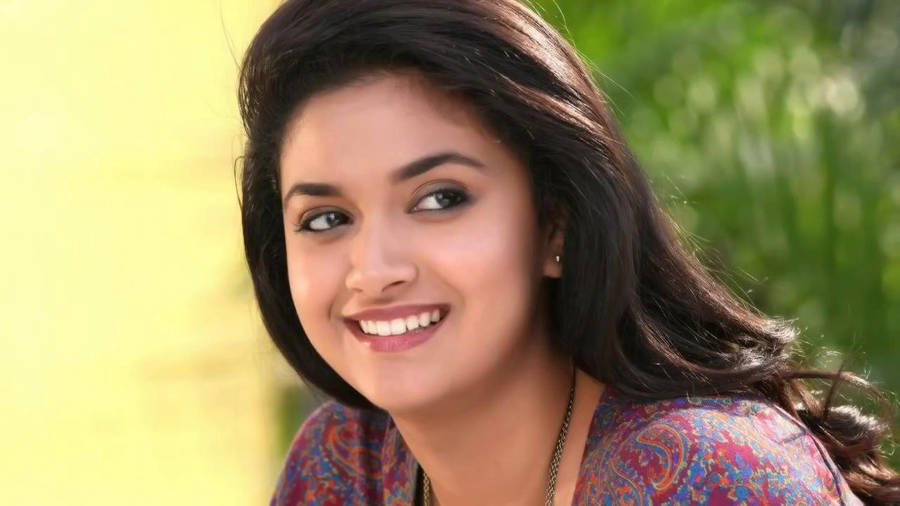 Keerthi Suresh Swept Back Hair Hd Wallpaper