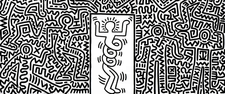 Keith Haring Inspired Figuresand Patterns Wallpaper