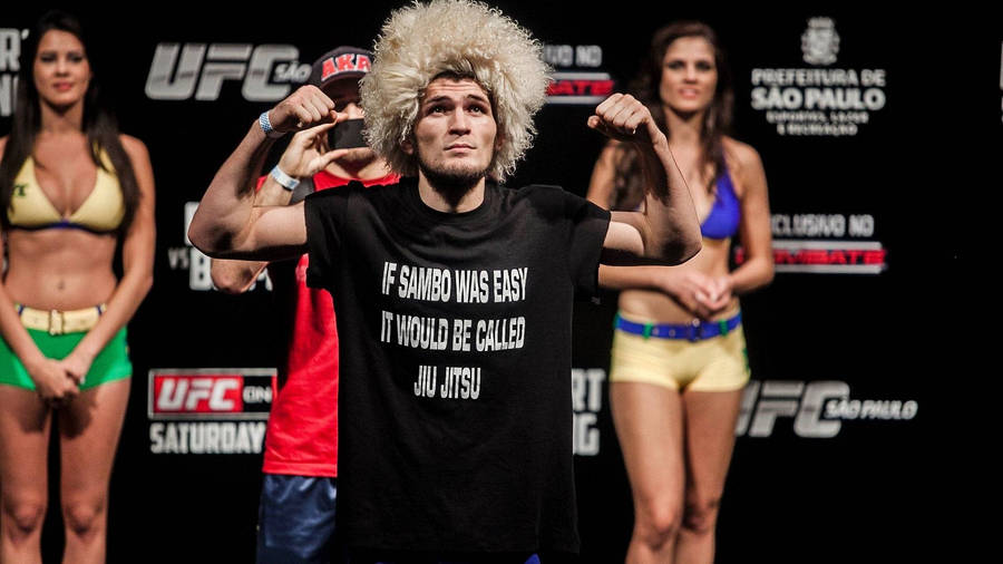 Khabib Nurmagomedov Muscle Mma Pose Wallpaper